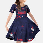 Personalized Melbourne Demons Kid Short Sleeve Dress Aboriginal Pattern with Graffiti Style