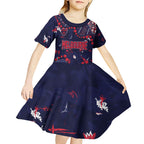Personalized Melbourne Demons Kid Short Sleeve Dress Aboriginal Pattern with Graffiti Style