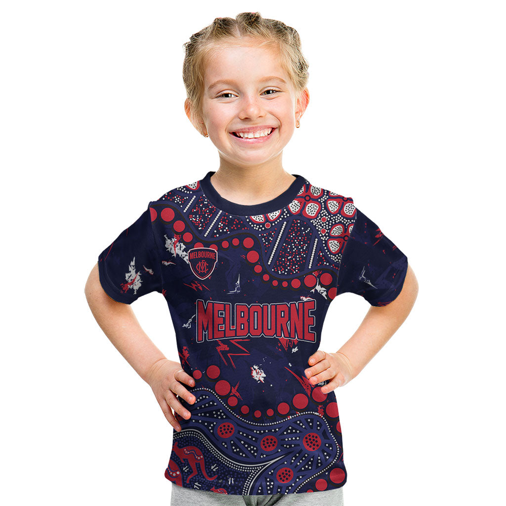 Personalized Melbourne Demons Kid T Shirt Aboriginal Pattern with Graffiti Style