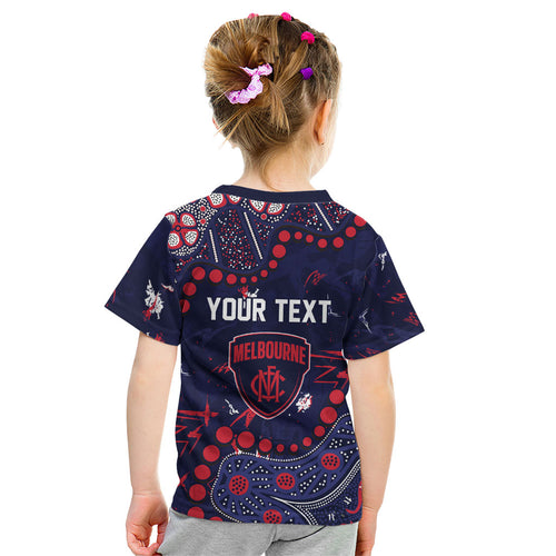 Personalized Melbourne Demons Kid T Shirt Aboriginal Pattern with Graffiti Style