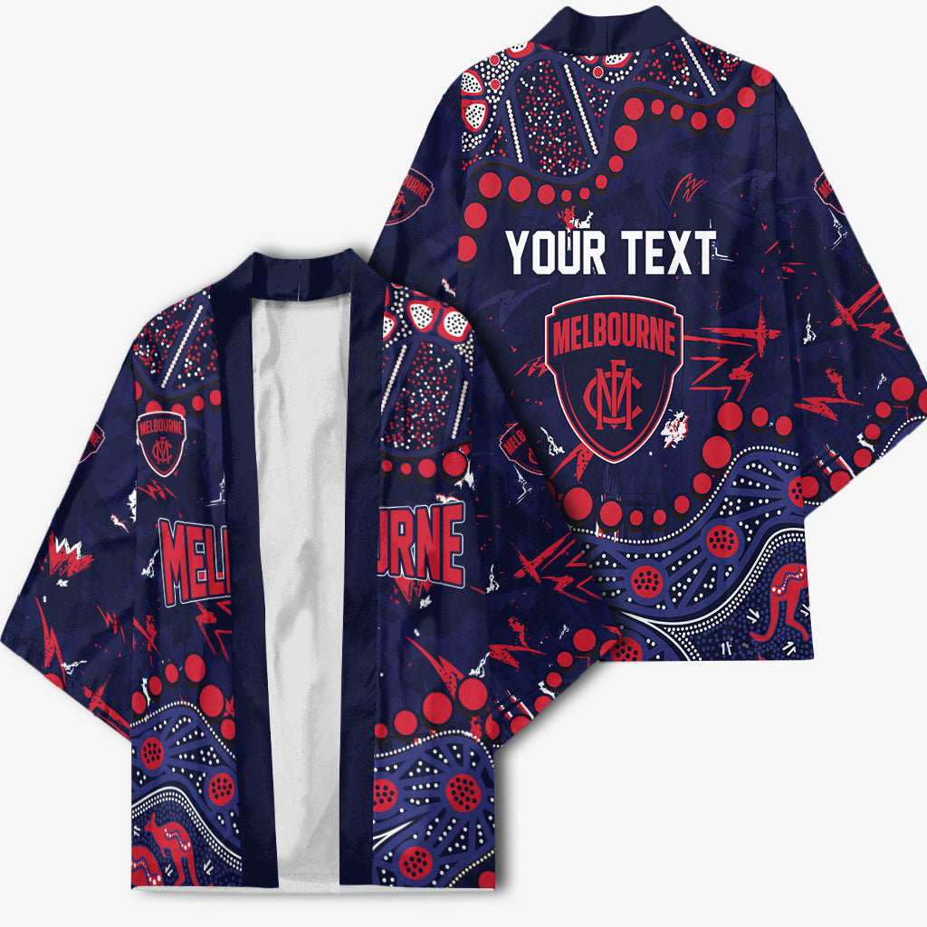 Personalized Melbourne Demons Kimono Aboriginal Pattern with Graffiti Style