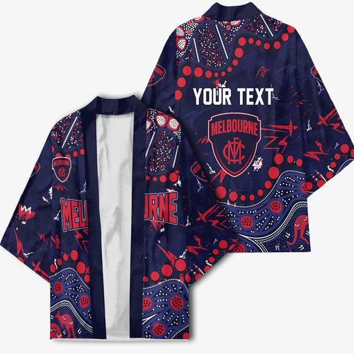 Personalized Melbourne Demons Kimono Aboriginal Pattern with Graffiti Style