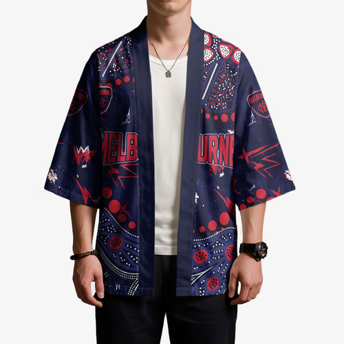 Personalized Melbourne Demons Kimono Aboriginal Pattern with Graffiti Style