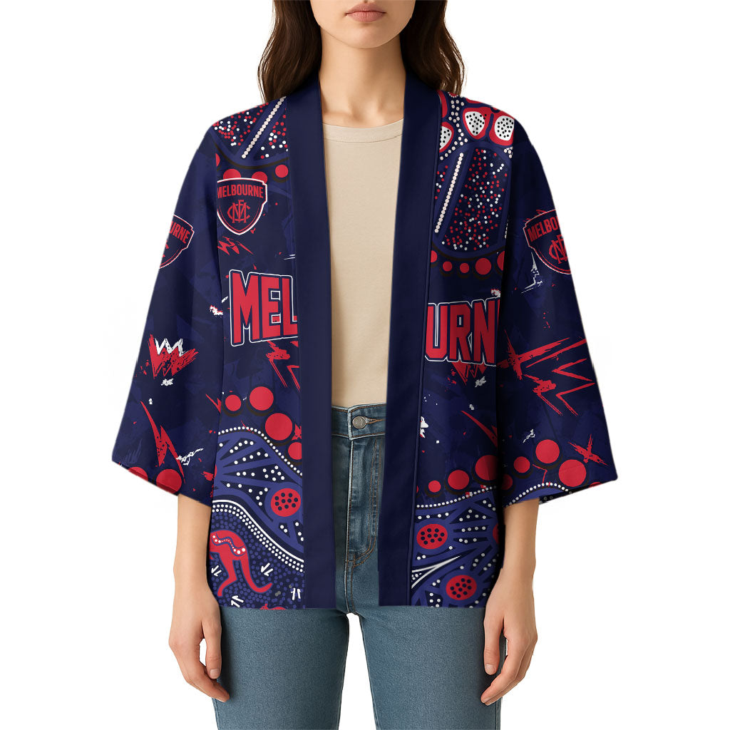 Personalized Melbourne Demons Kimono Aboriginal Pattern with Graffiti Style