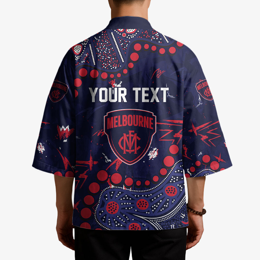 Personalized Melbourne Demons Kimono Aboriginal Pattern with Graffiti Style