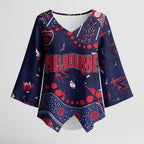 Personalized Melbourne Demons Kimono Sleeve Blouse Aboriginal Pattern with Graffiti Style