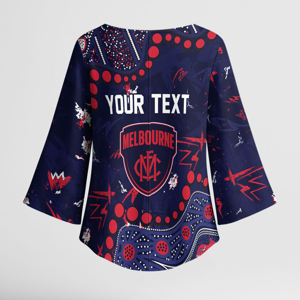 Personalized Melbourne Demons Kimono Sleeve Blouse Aboriginal Pattern with Graffiti Style