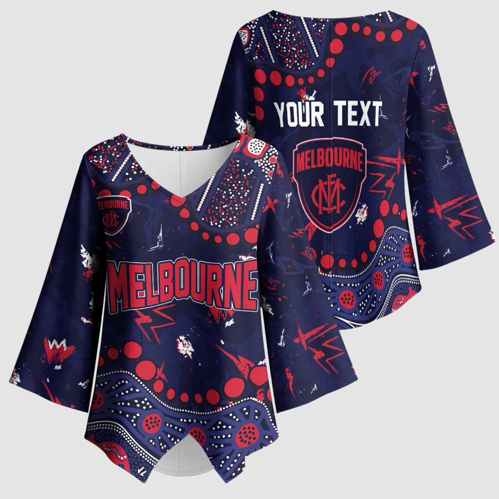 Personalized Melbourne Demons Kimono Sleeve Blouse Aboriginal Pattern with Graffiti Style