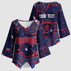 Personalized Melbourne Demons Kimono Sleeve Blouse Aboriginal Pattern with Graffiti Style