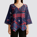 Personalized Melbourne Demons Kimono Sleeve Blouse Aboriginal Pattern with Graffiti Style