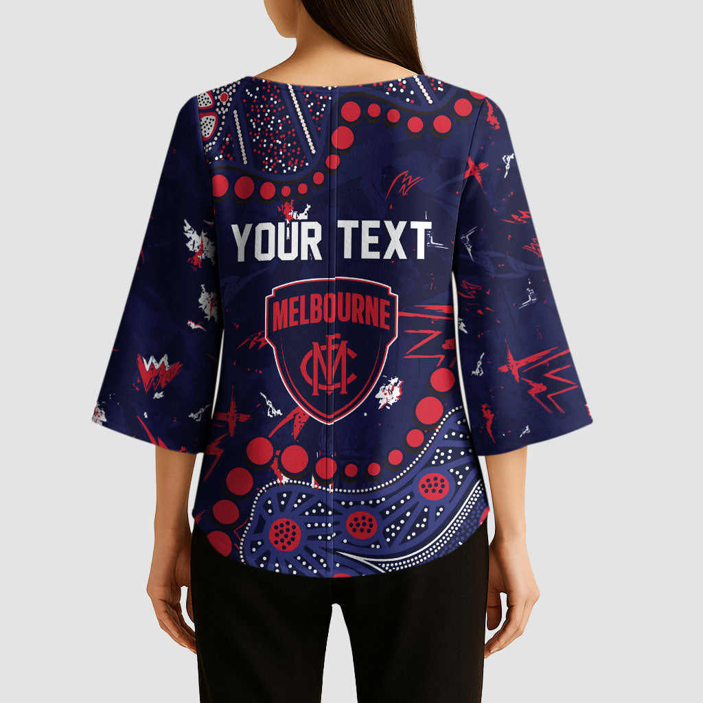 Personalized Melbourne Demons Kimono Sleeve Blouse Aboriginal Pattern with Graffiti Style