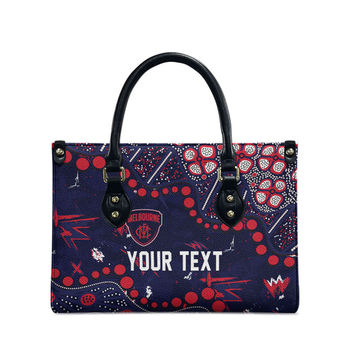 Personalized Melbourne Demons Leather Bag Aboriginal Pattern with Graffiti Style