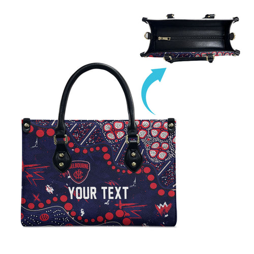 Personalized Melbourne Demons Leather Bag Aboriginal Pattern with Graffiti Style