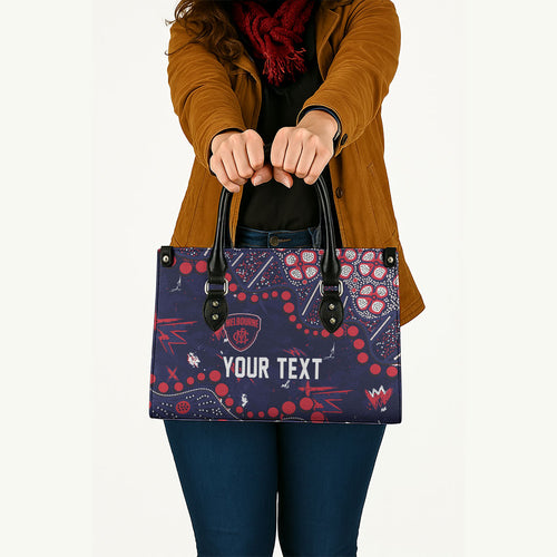 Personalized Melbourne Demons Leather Bag Aboriginal Pattern with Graffiti Style