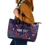 Personalized Melbourne Demons Leather Tote Bag Aboriginal Pattern with Graffiti Style