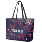 Personalized Melbourne Demons Leather Tote Bag Aboriginal Pattern with Graffiti Style