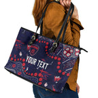 Personalized Melbourne Demons Leather Tote Bag Aboriginal Pattern with Graffiti Style