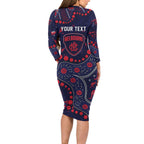 Personalized Melbourne Demons Long Sleeve Bodycon Dress Aboriginal Pattern with Graffiti Style