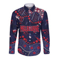 Personalized Melbourne Demons Long Sleeve Button Shirt Aboriginal Pattern with Graffiti Style