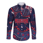 Personalized Melbourne Demons Long Sleeve Button Shirt Aboriginal Pattern with Graffiti Style