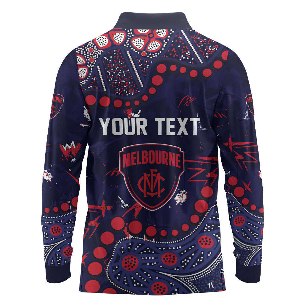 Personalized Melbourne Demons Long Sleeve Polo Shirt Aboriginal Pattern with Graffiti Style