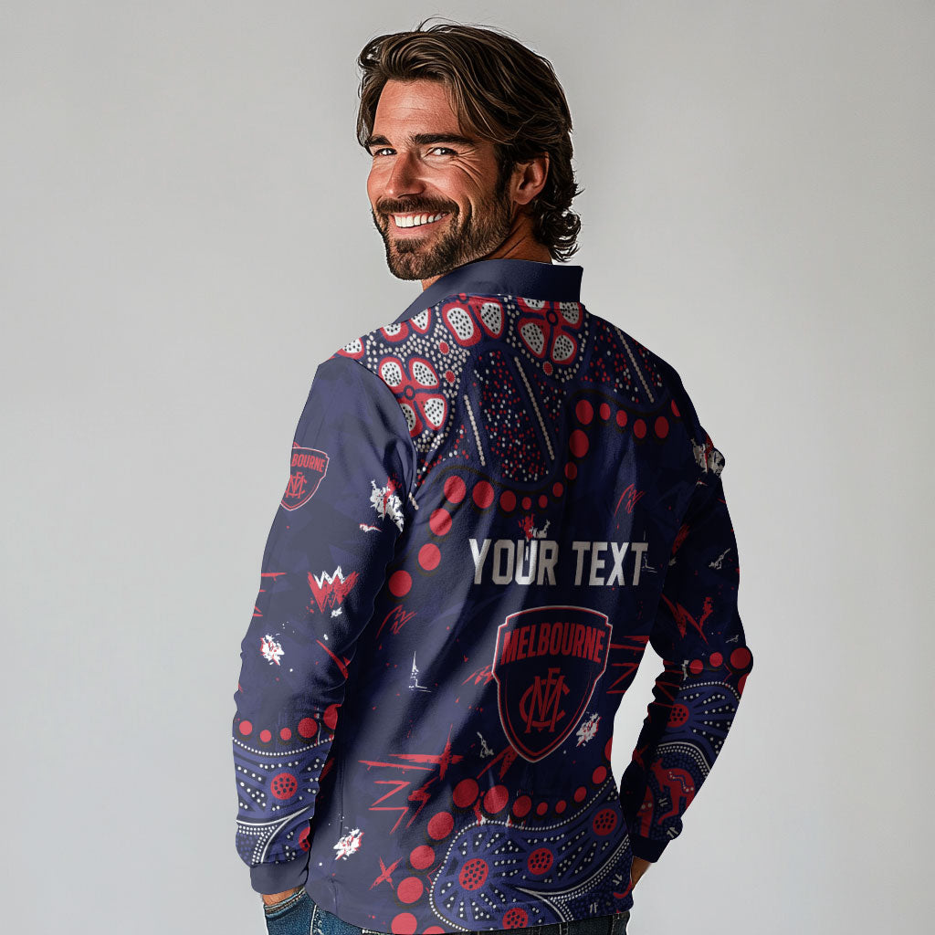 Personalized Melbourne Demons Long Sleeve Polo Shirt Aboriginal Pattern with Graffiti Style