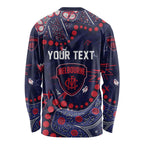 Personalized Melbourne Demons Long Sleeve Shirt Aboriginal Pattern with Graffiti Style