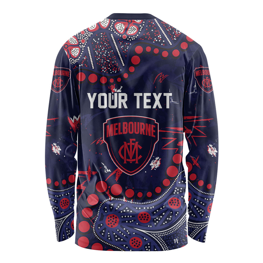 Personalized Melbourne Demons Long Sleeve Shirt Aboriginal Pattern with Graffiti Style
