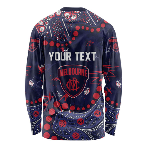 Personalized Melbourne Demons Long Sleeve Shirt Aboriginal Pattern with Graffiti Style