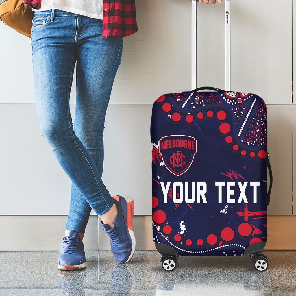 Personalized Melbourne Demons Luggage Cover Aboriginal Pattern with Graffiti Style