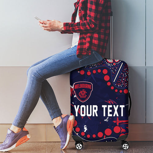 Personalized Melbourne Demons Luggage Cover Aboriginal Pattern with Graffiti Style