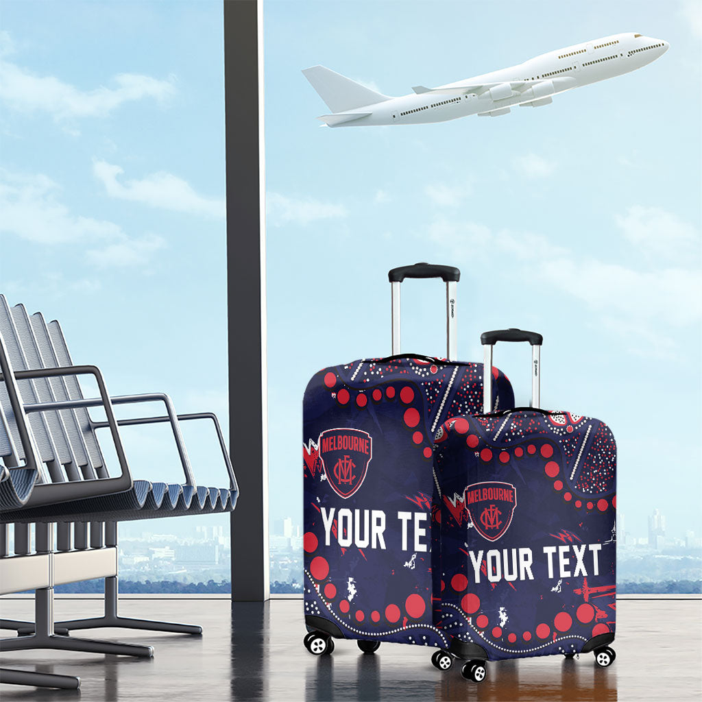Personalized Melbourne Demons Luggage Cover Aboriginal Pattern with Graffiti Style