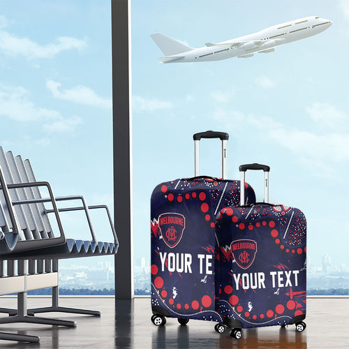 Personalized Melbourne Demons Luggage Cover Aboriginal Pattern with Graffiti Style