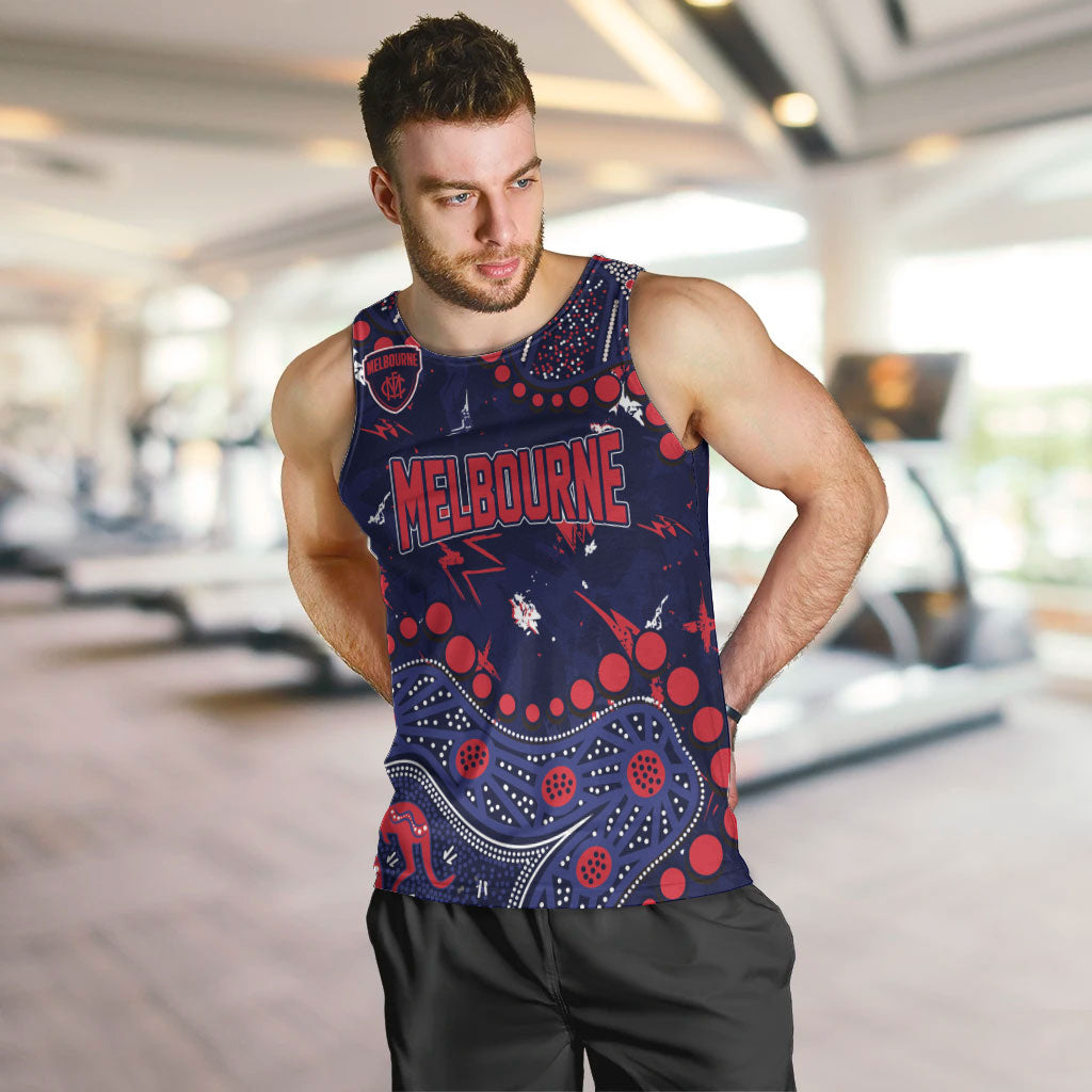 Personalized Melbourne Demons Men Tank Top Aboriginal Pattern with Graffiti Style