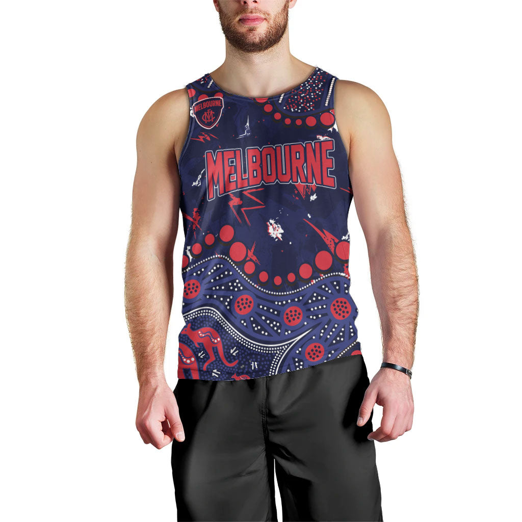 Personalized Melbourne Demons Men Tank Top Aboriginal Pattern with Graffiti Style
