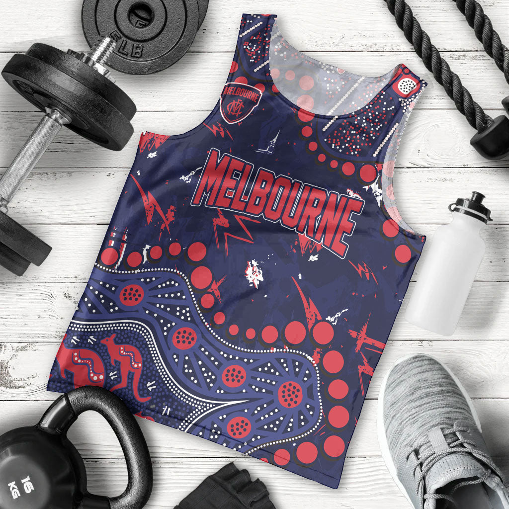 Personalized Melbourne Demons Men Tank Top Aboriginal Pattern with Graffiti Style
