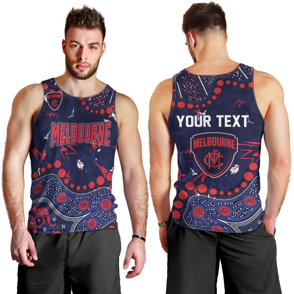 Personalized Melbourne Demons Men Tank Top Aboriginal Pattern with Graffiti Style