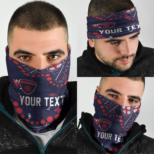 Personalized Melbourne Demons Neck Gaiter Aboriginal Pattern with Graffiti Style