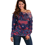 Personalized Melbourne Demons Off Shoulder Sweater Aboriginal Pattern with Graffiti Style