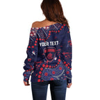 Personalized Melbourne Demons Off Shoulder Sweater Aboriginal Pattern with Graffiti Style