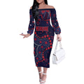 Personalized Melbourne Demons Off The Shoulder Long Sleeve Dress Aboriginal Pattern with Graffiti Style