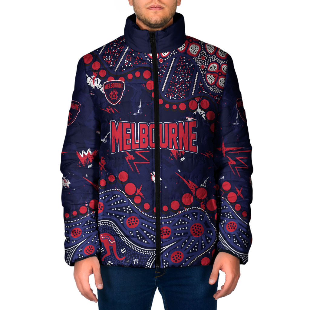 Personalized Melbourne Demons Padded Jacket Aboriginal Pattern with Graffiti Style