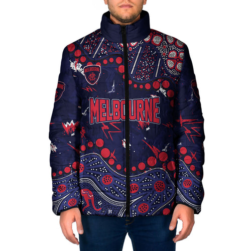 Personalized Melbourne Demons Padded Jacket Aboriginal Pattern with Graffiti Style