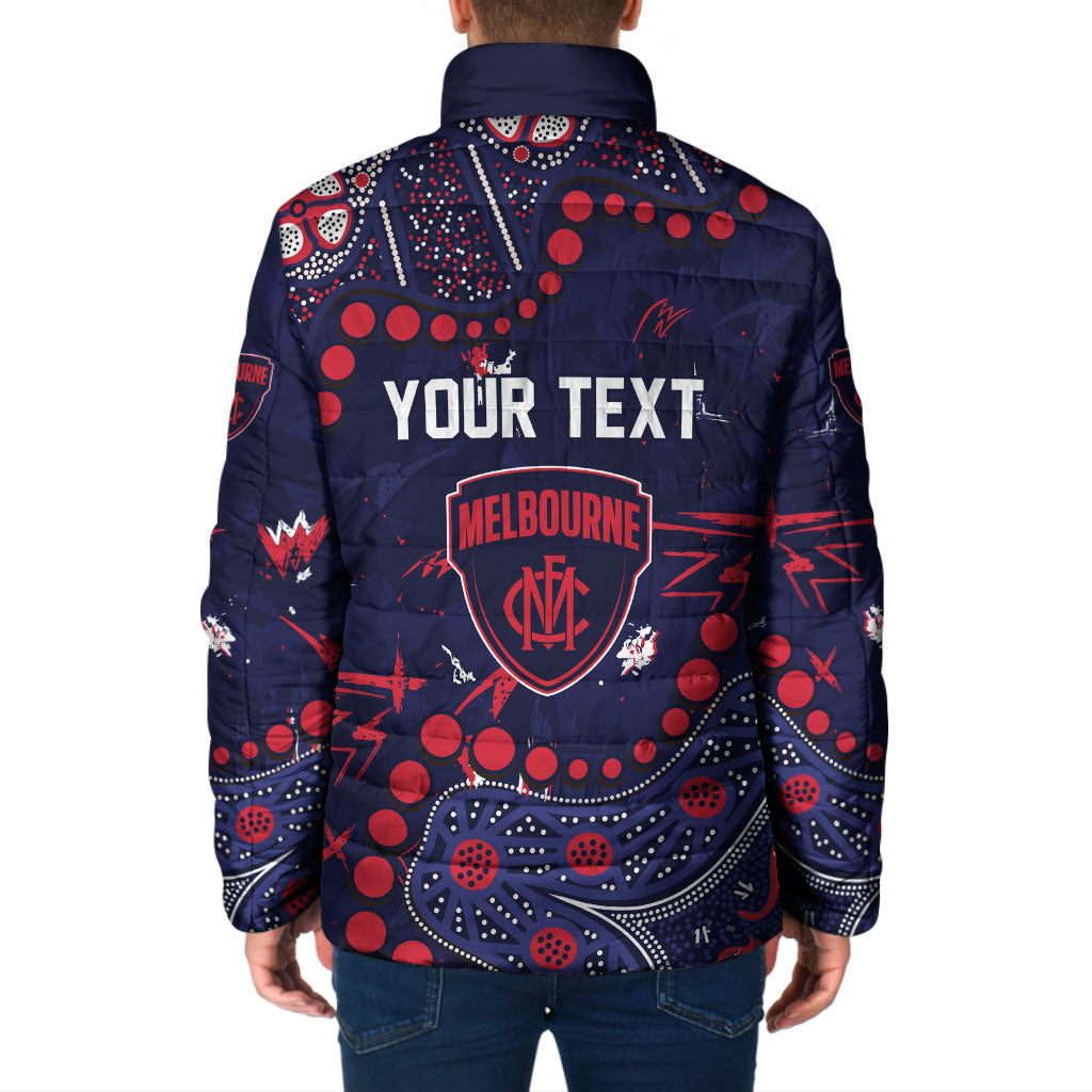 Personalized Melbourne Demons Padded Jacket Aboriginal Pattern with Graffiti Style