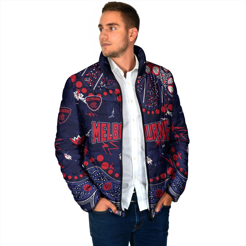 Personalized Melbourne Demons Padded Jacket Aboriginal Pattern with Graffiti Style
