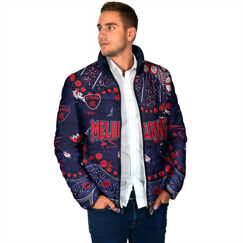 Personalized Melbourne Demons Padded Jacket Aboriginal Pattern with Graffiti Style