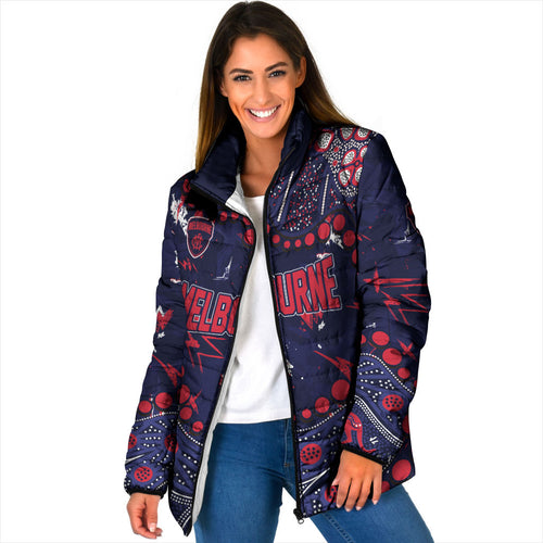 Personalized Melbourne Demons Padded Jacket Aboriginal Pattern with Graffiti Style
