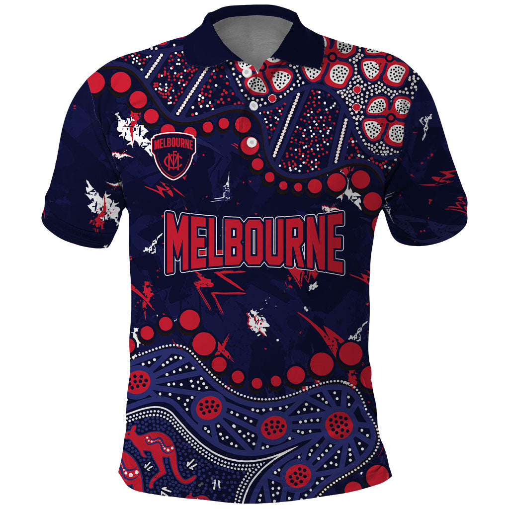 Personalized Melbourne Demons Polo Shirt Aboriginal Pattern with Graffiti Style