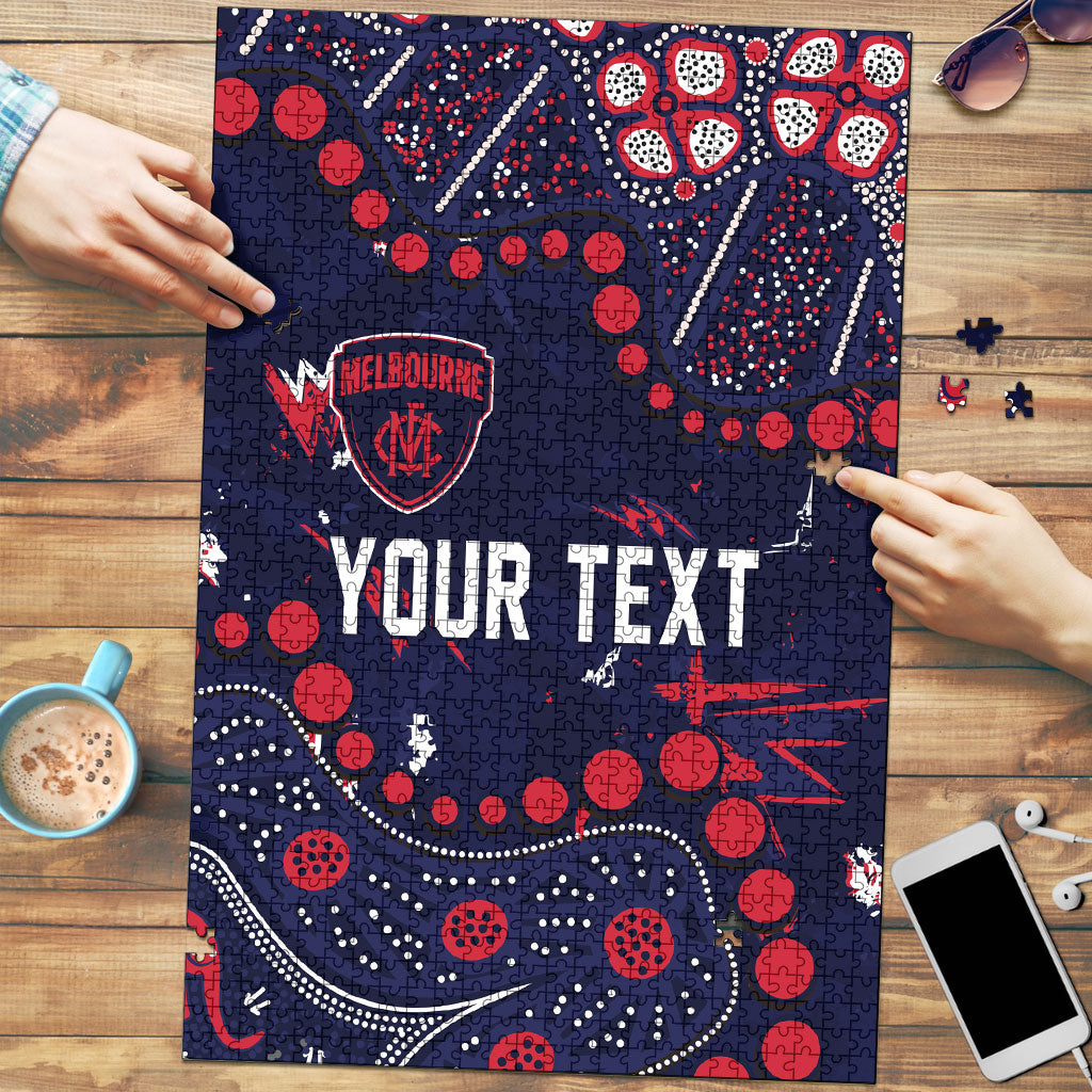 Personalized Melbourne Demons Puzzle Aboriginal Pattern with Graffiti Style