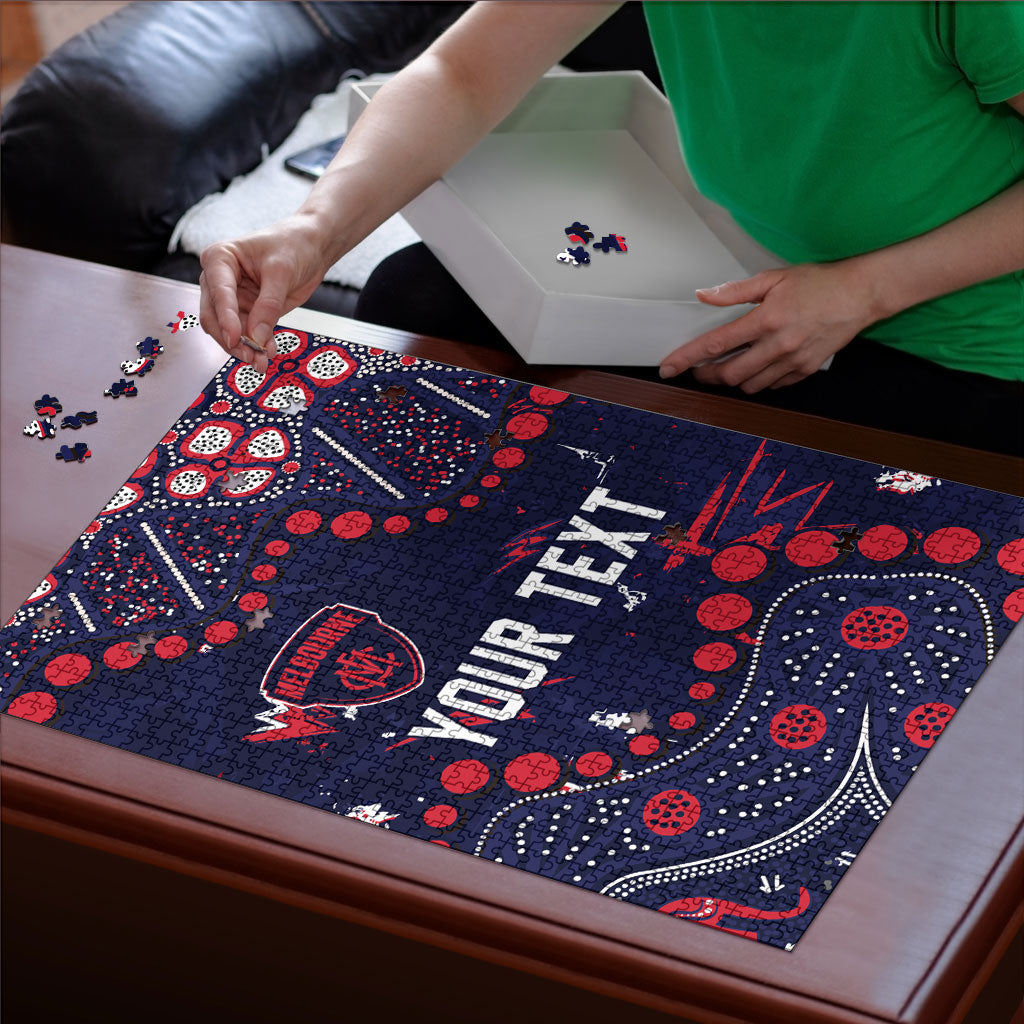 Personalized Melbourne Demons Puzzle Aboriginal Pattern with Graffiti Style